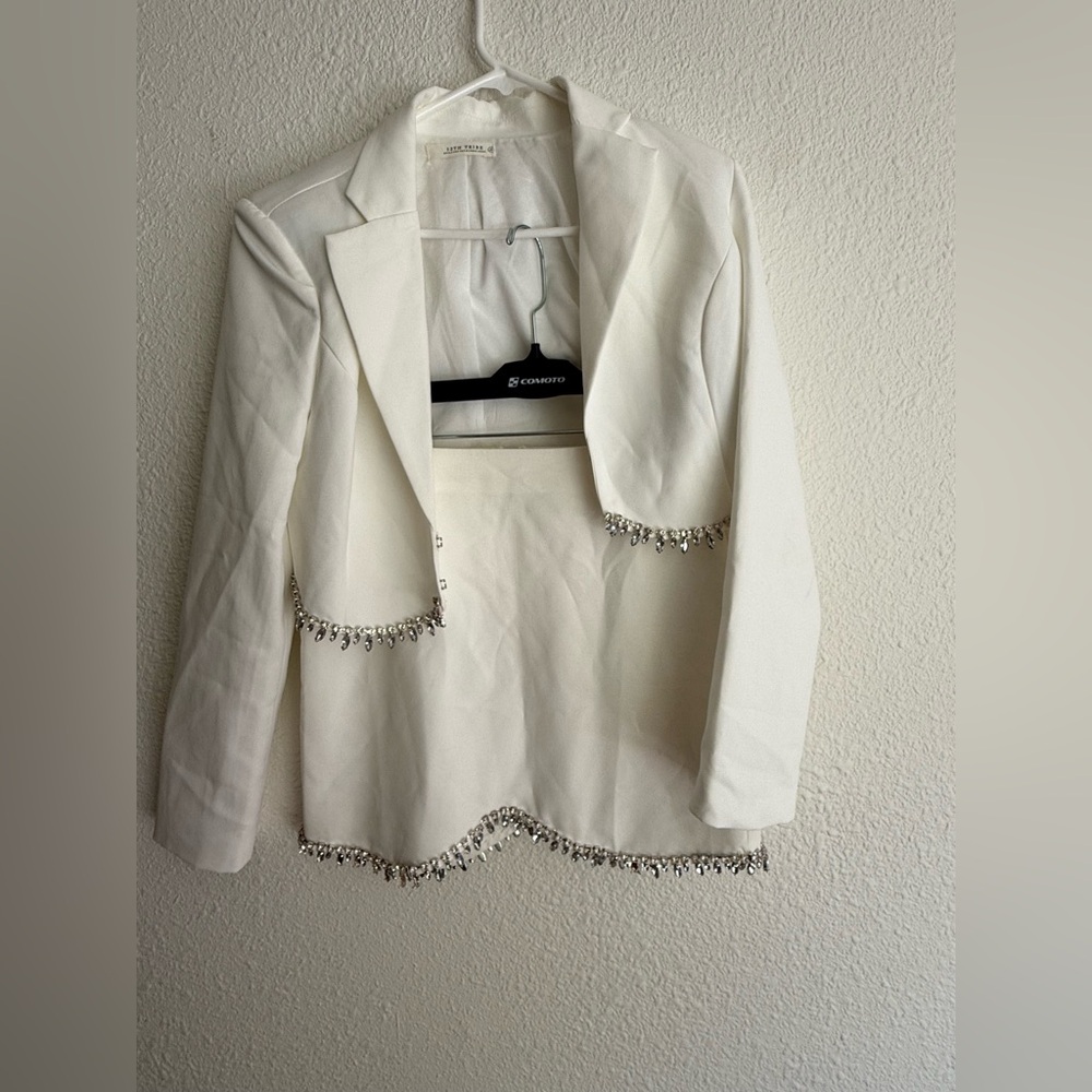 12 tribe white skirt and suit jacket